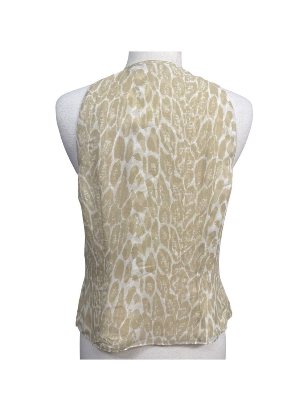 NWT Carlisle Beige White Animal Print Halter Neck Silk Blouse US 10 - Picture 5 of 12